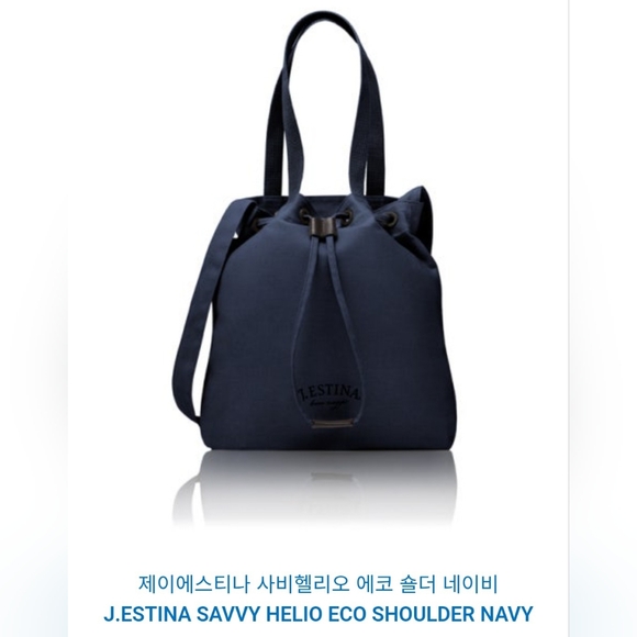 Authentic J.Estina Savvy Helio Korean Navy Tote Shoulder Bag K Drama fashion - Picture 4 of 14